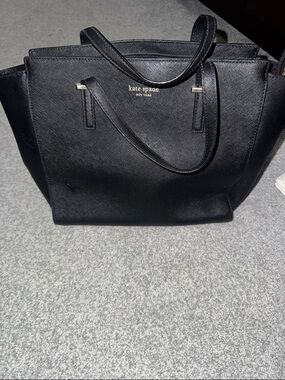 kate spade Black Saffiano Leather Tote with Gold Logo